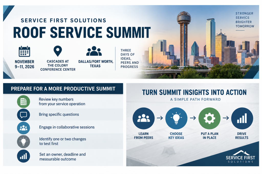 join the service first roof service summit the weekend of november 9th